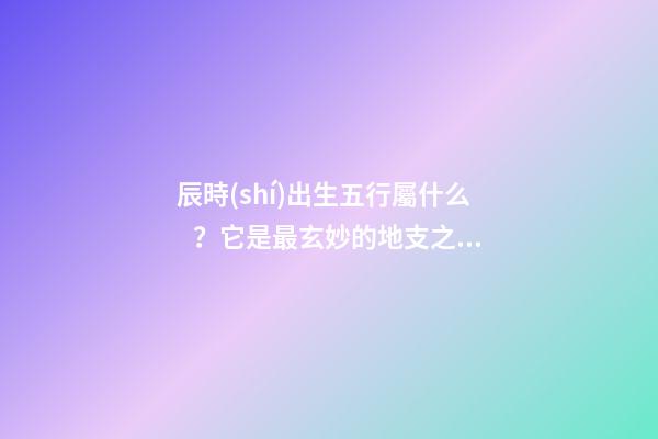 辰時(shí)出生五行屬什么？它是最玄妙的地支之一